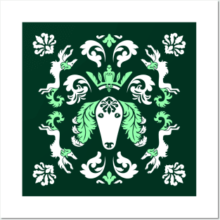 The Spirit of Saluki Damask (Green) Posters and Art